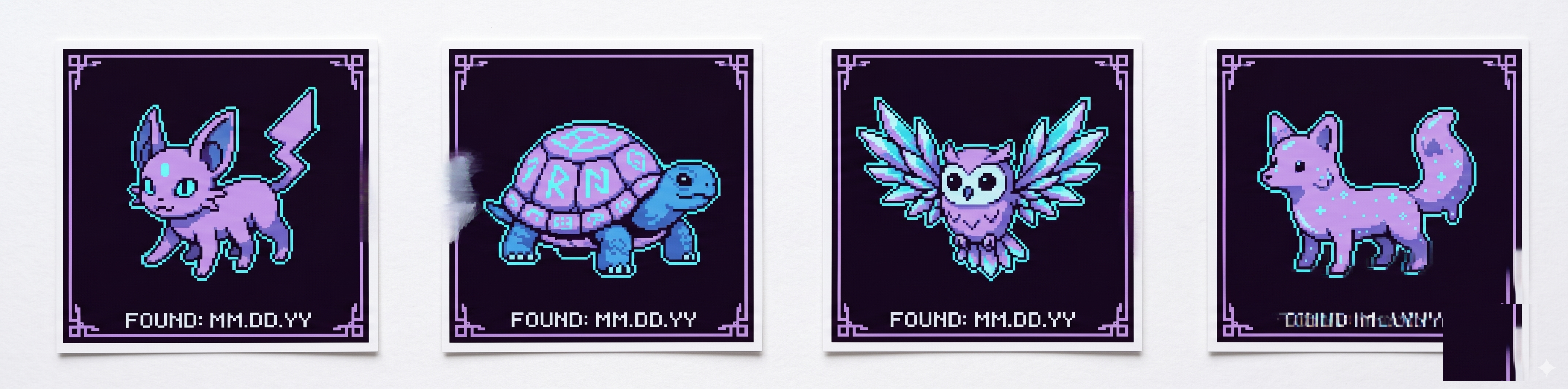 A strip of Push Pets signal creatures in pixel-art style